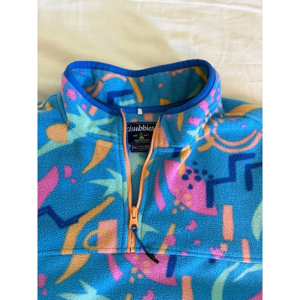 Chubbies The Apres Party Fleece Quarter Zip Pullover XXL Retro Vaporwave Y2K‎
